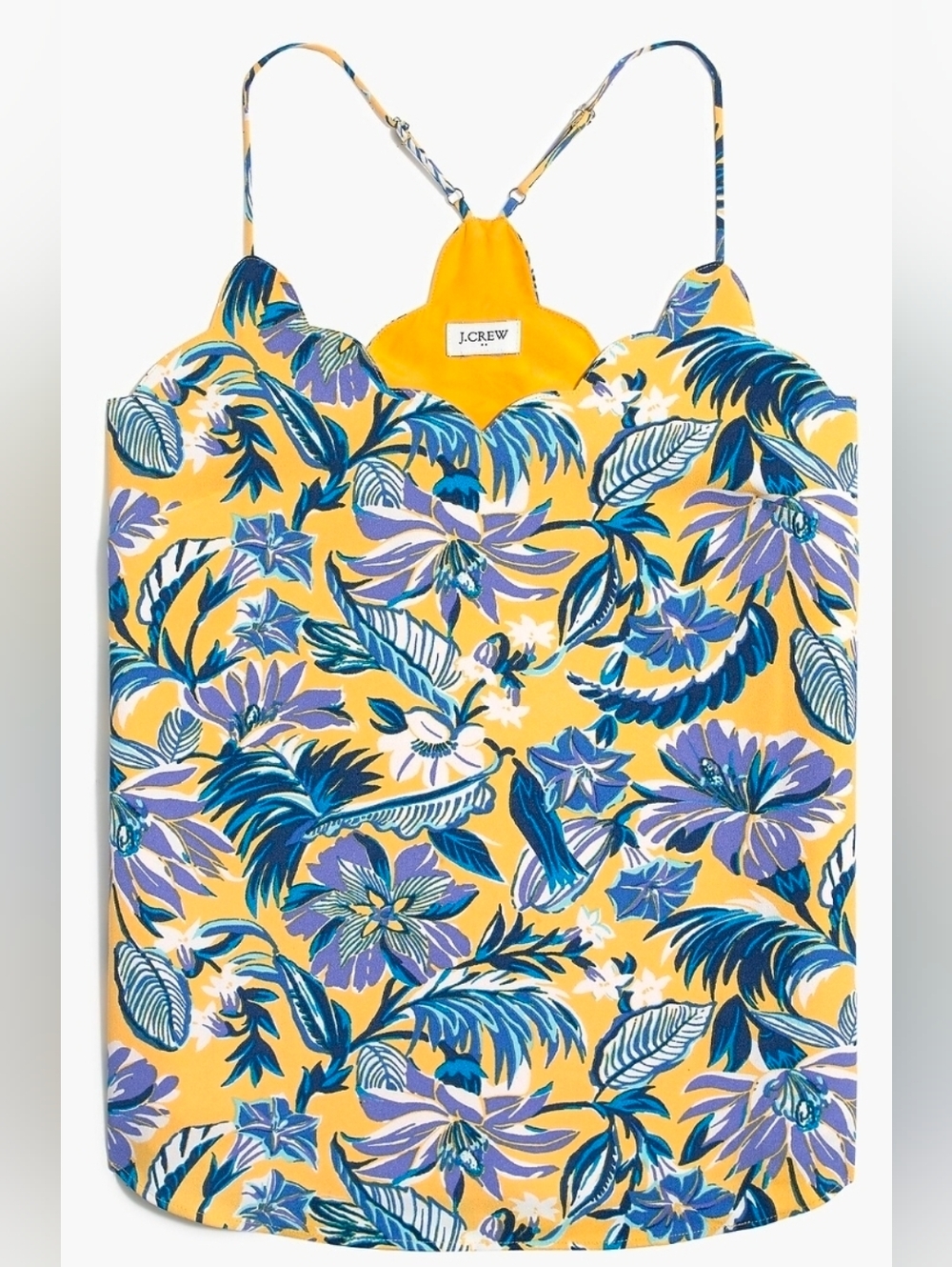 NWOT J. Crew Yellow Blue Purple Floral Scalloped Cami